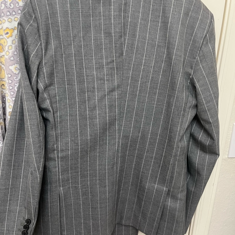 Reiss Gray Pinstripe Double-Breasted Suit Jacket - Picture 4 of 5